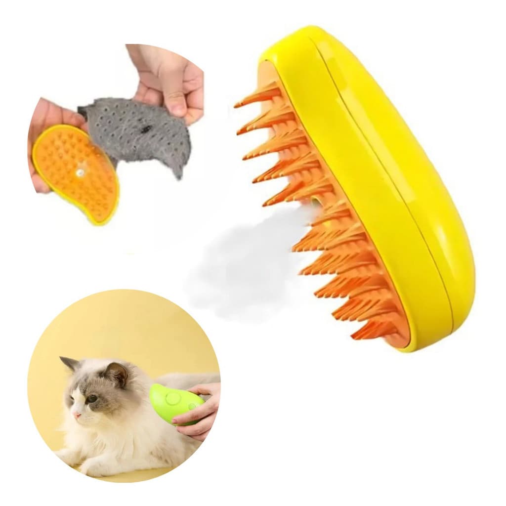 Escova Elétrica Vapor Pet 3 Em 1 Higieniza Penteia Massageia