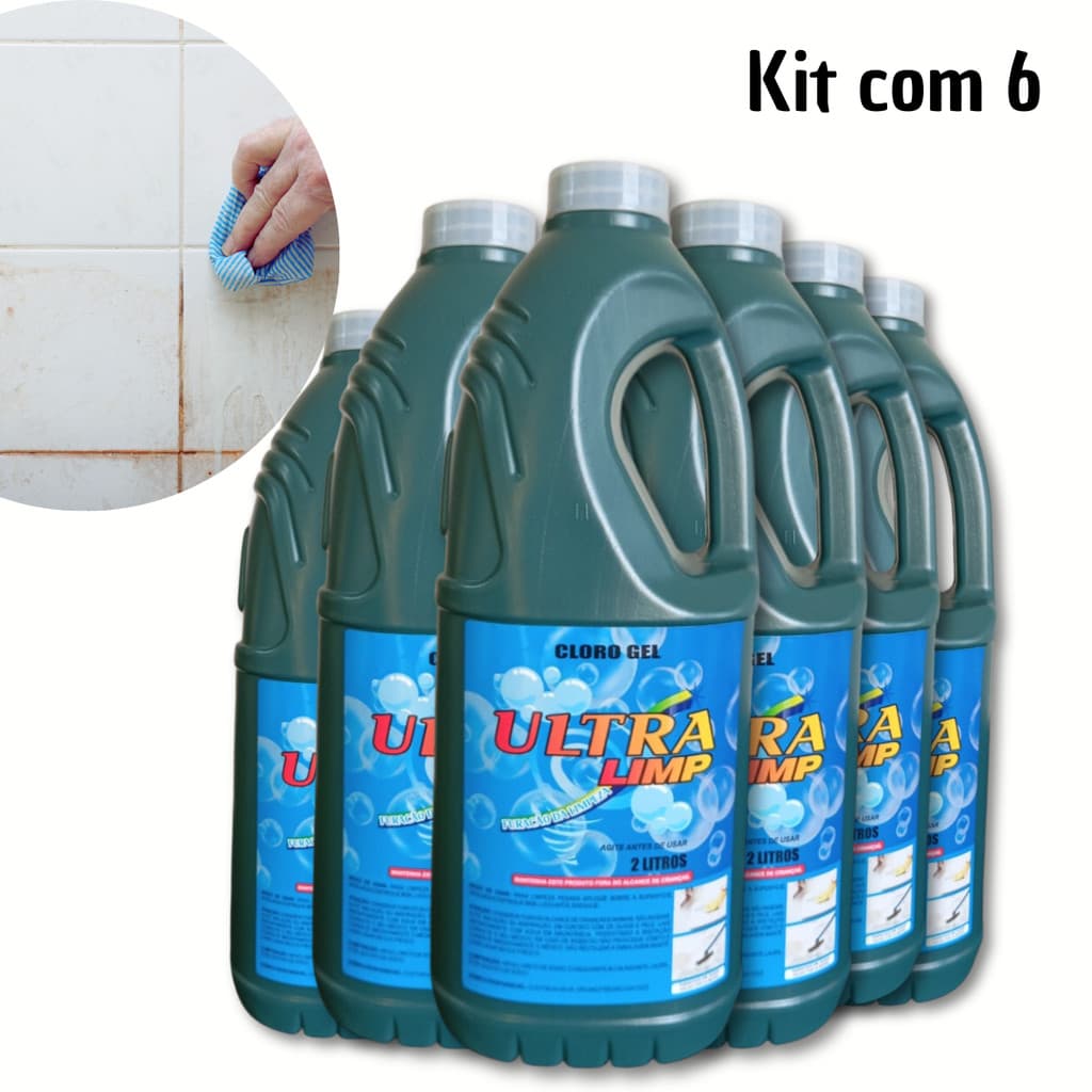 Kit 6 Cloro em gel + BRINDE PLANER LIMPEZA limpa piso, paredes, banheiros Limpeza pesada