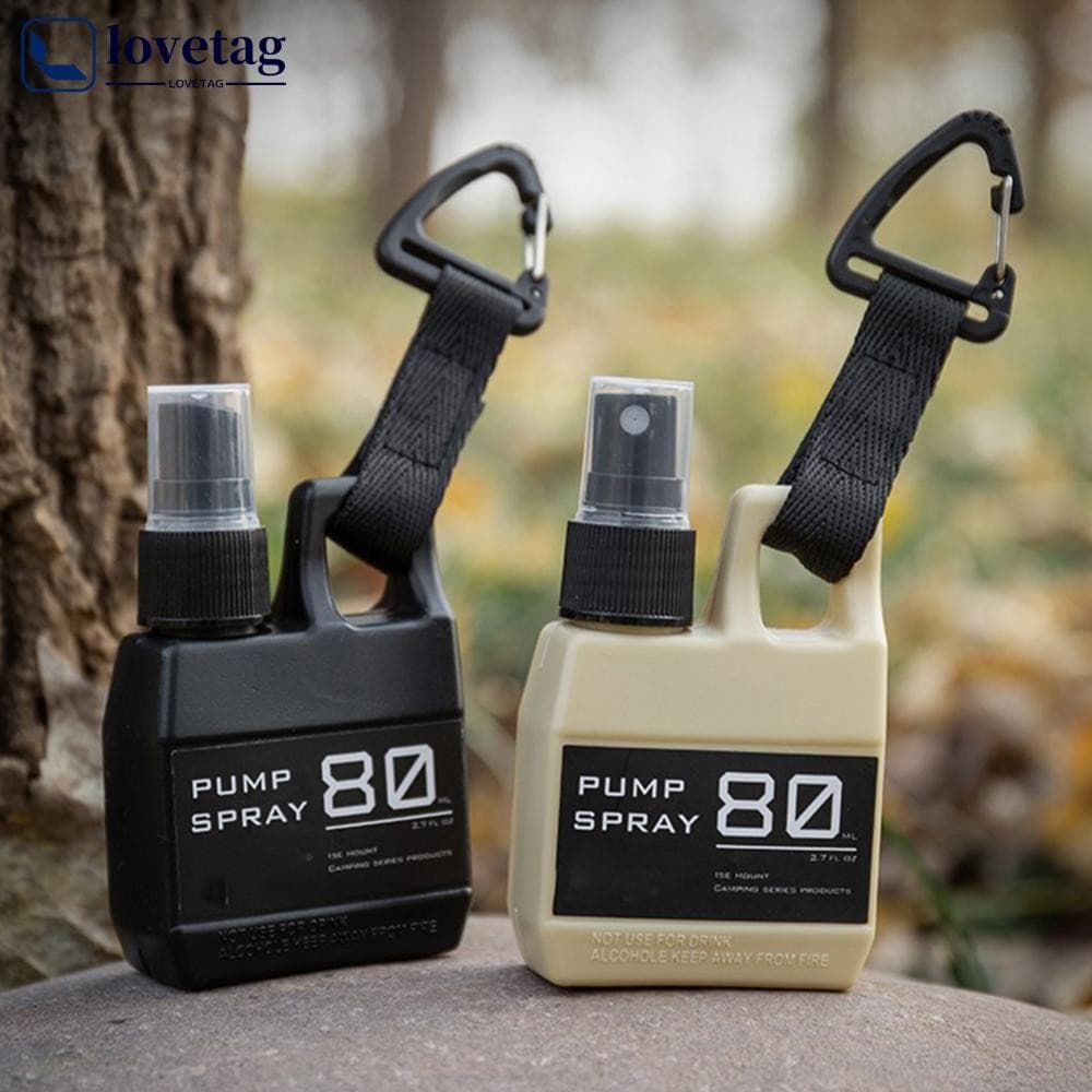 LOVETAG 80ML Garrafa De Spray Ao Ar Livre Portátil Álcool Desinfetante Imprensa Dispensador Com Fivela Acampamento Viagem Caminhadas Suprimentos M8Q2