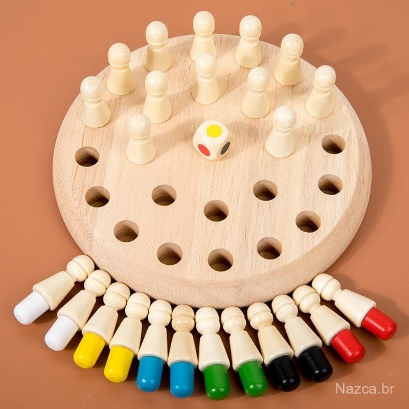 Xadrez de memória de madeira, brinquedo de tabuleiro interativo pai e filhos, presente de dia das crianças