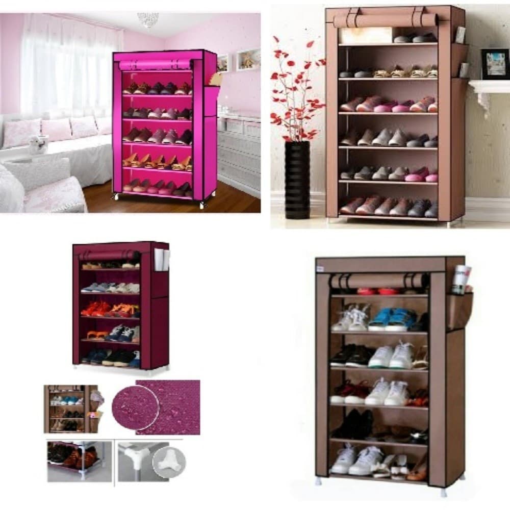 SAPATEIRA 6 PRATELEIRAS GIGANTE ARMARIO ORGANIZADOR GUARDA ROUPA PORTATIL DESMONTAVEL TENIS CALÇADOS ZIPER