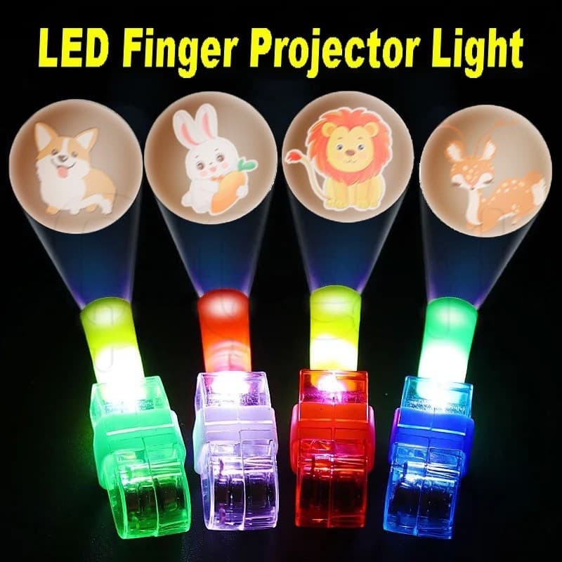 1/5 Unidades De Lâmpada Luminosa De Projeção De Dedo LED De Natal De Desenho Animado-Mini Anel Para Crianças Luzes Brilh