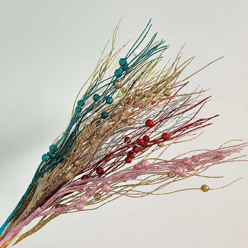 Decorações De Natal Flor Artificial Ouro Poeira Berry Ramos Falso Flores Decoração Da Árvore