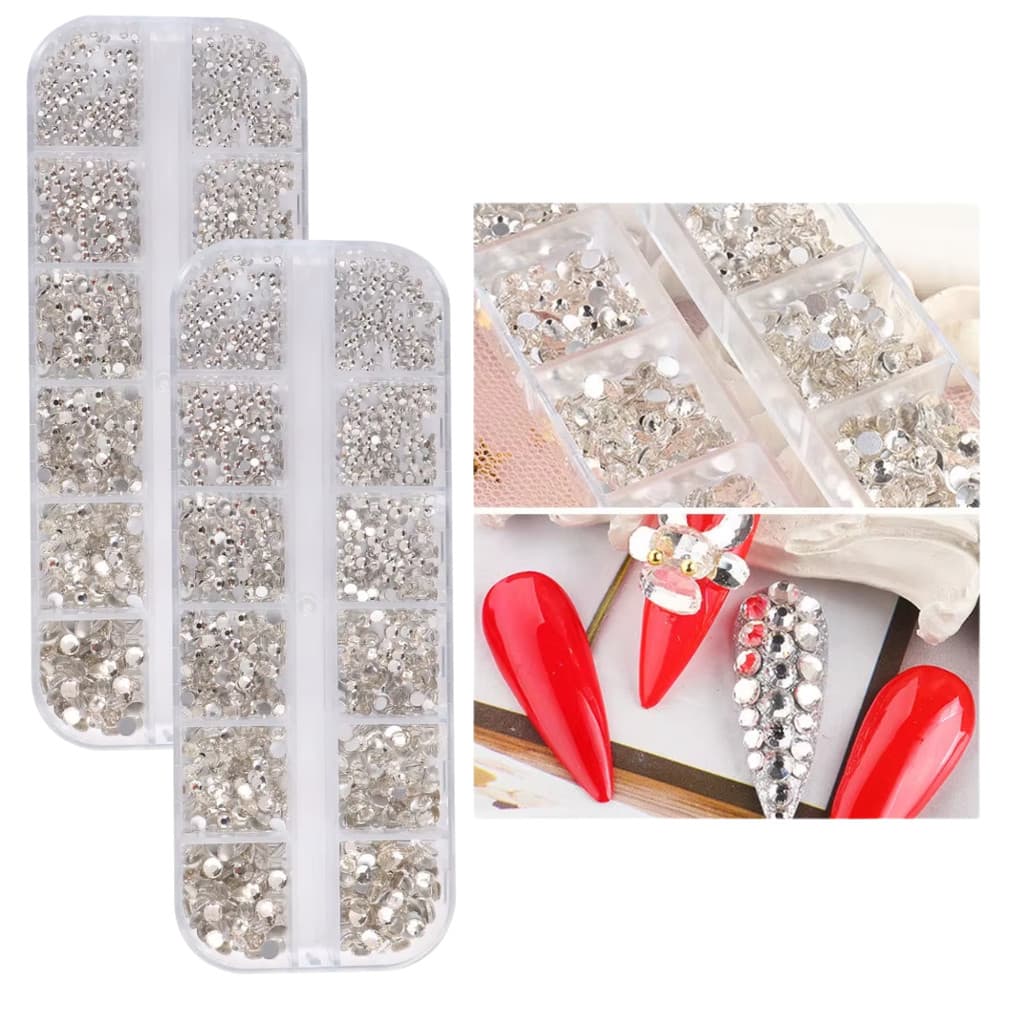 24 Grades Pedrinhas Strass Para Unhas Descoração Alongamento Nail Art
