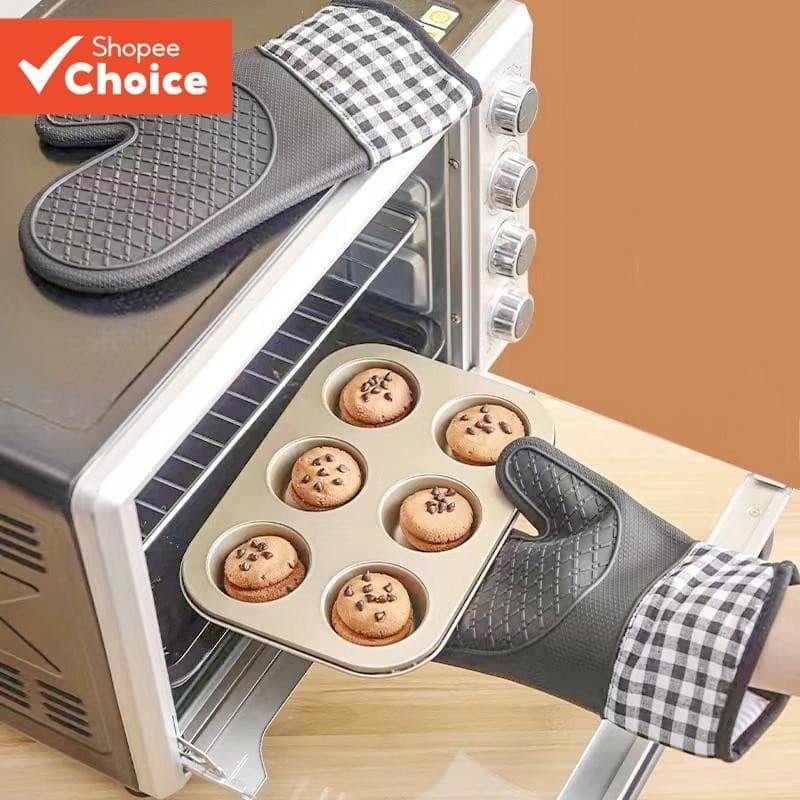 Luvas Únicas de Forno de Silicone Resistentes a Alta Temperatura Antiderrapantes para Cozinha e Assar