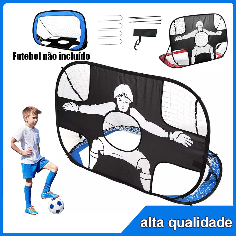 Poste de gol de futebol Gol de futebol 120×80×80cm Gol de bola de pé de jardim ao ar livre Azul Vermelho