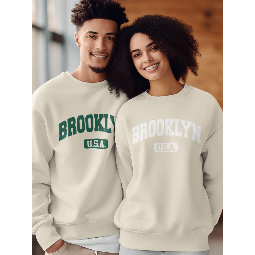 Kit Moletom Casal Brooklyn USA Blusa de Frio Casaco De Frio Presente Namorados Envio Rápido