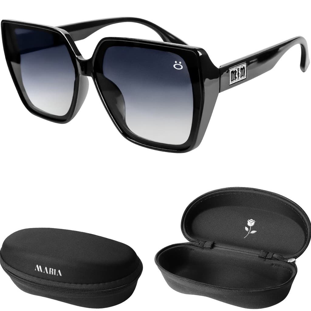 Oculos Sol Original Protecao Uv Quadrado Feminino + Case preto praia acetato presente luxo verao