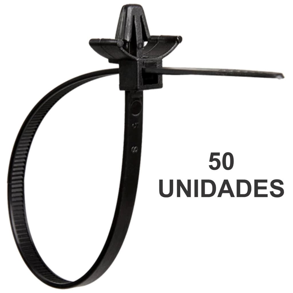 50 Unidades Abraçadeira com Clip de Nylon - Resistente 200 x 4,6 mm