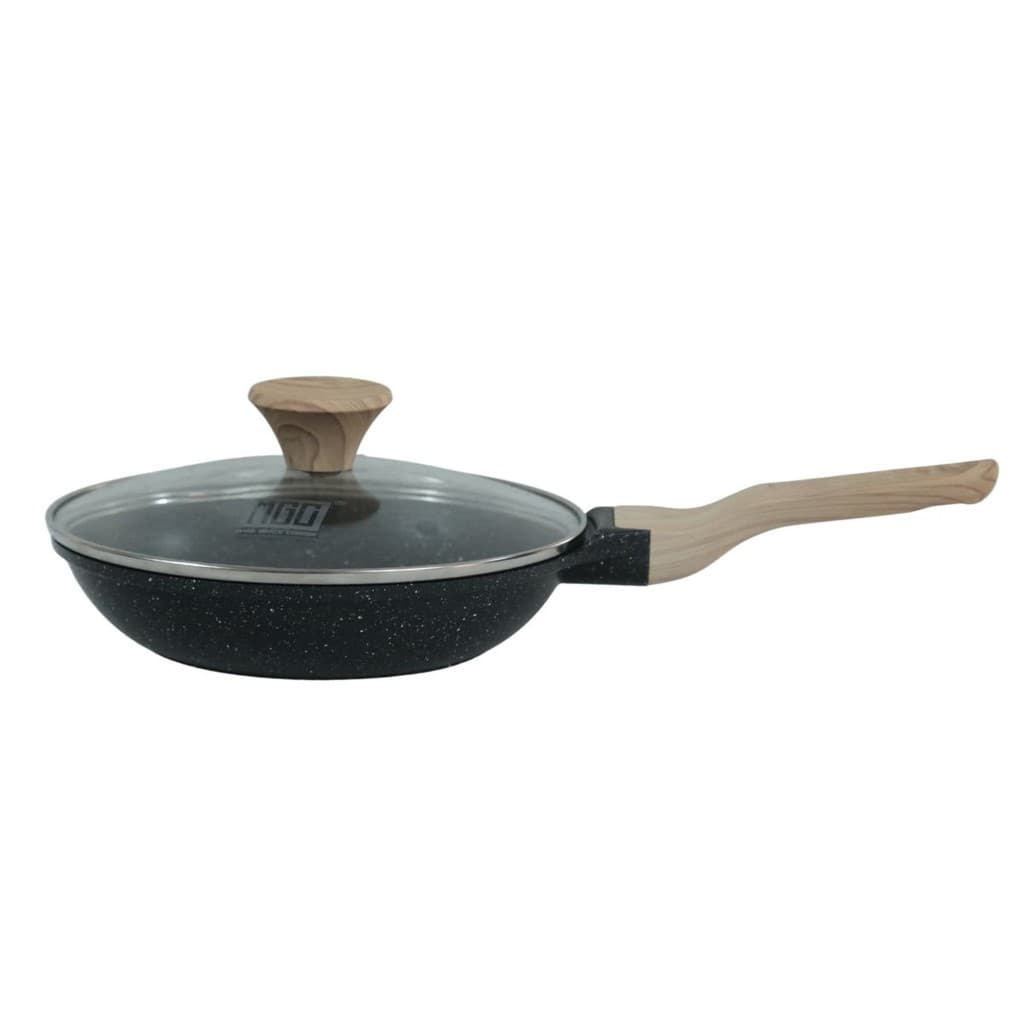 Frigideira Indução Antiaderente Revestimento Mármore Cerâmico 28cm Preta