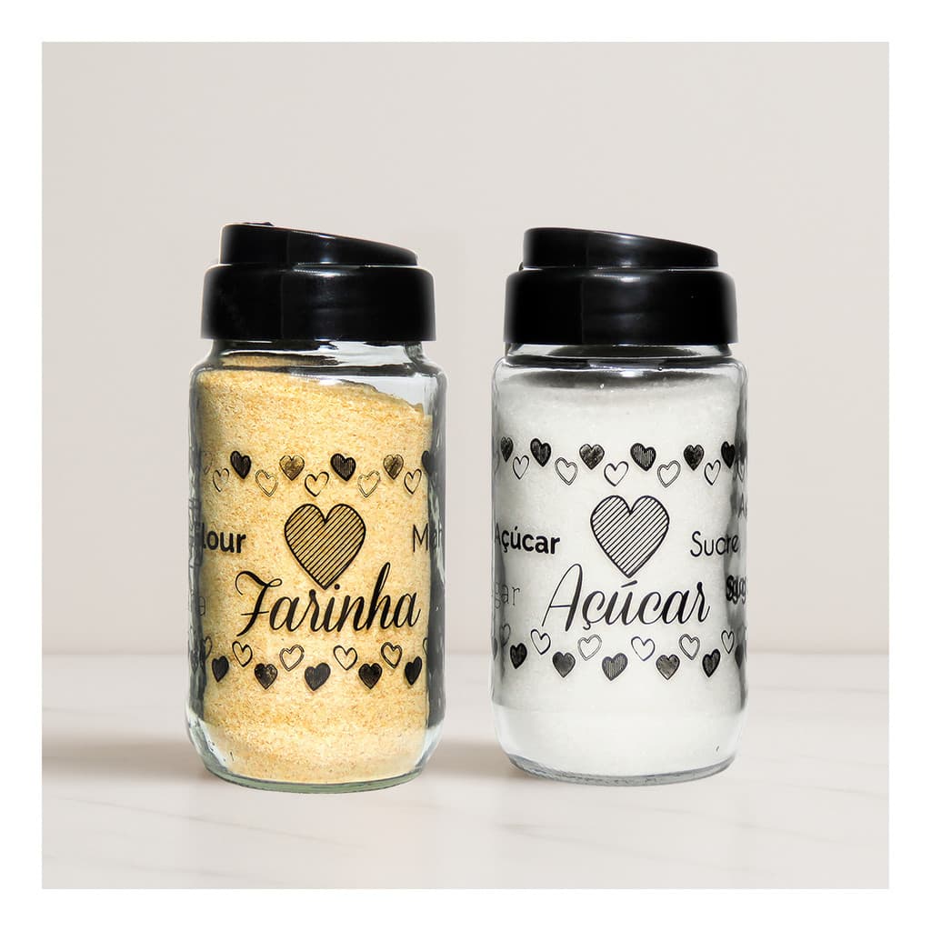 Kit C/ 2 Potes 300ml - Açucareiro E Farinheiro - Amore