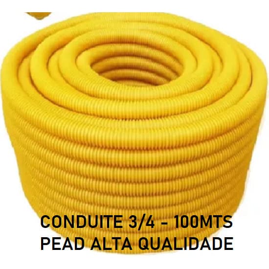 Conduite Corrugado Flexível Amarelo 3/4 100 Metros PEAD Alta Qualidade