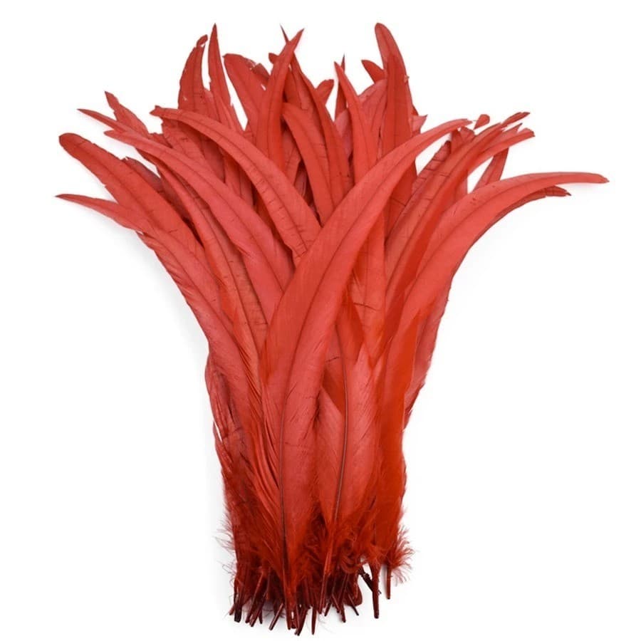 Pena Calda Rabo de Galo Pluma - Pct c/100 unid. - Tam: 25-30cm Cor:VERMELHO-145