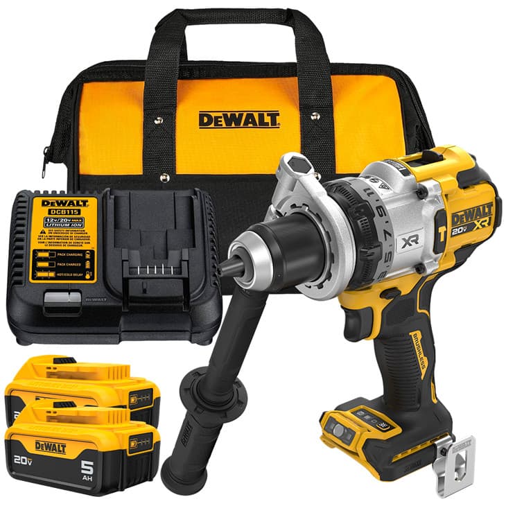 Parafusadeira Furadeira Impacto 1/2" DCD1007B + 2 Baterias 20V MAX 5Ah DCB205 + Carregador + Bolsa de Transporte Dewalt