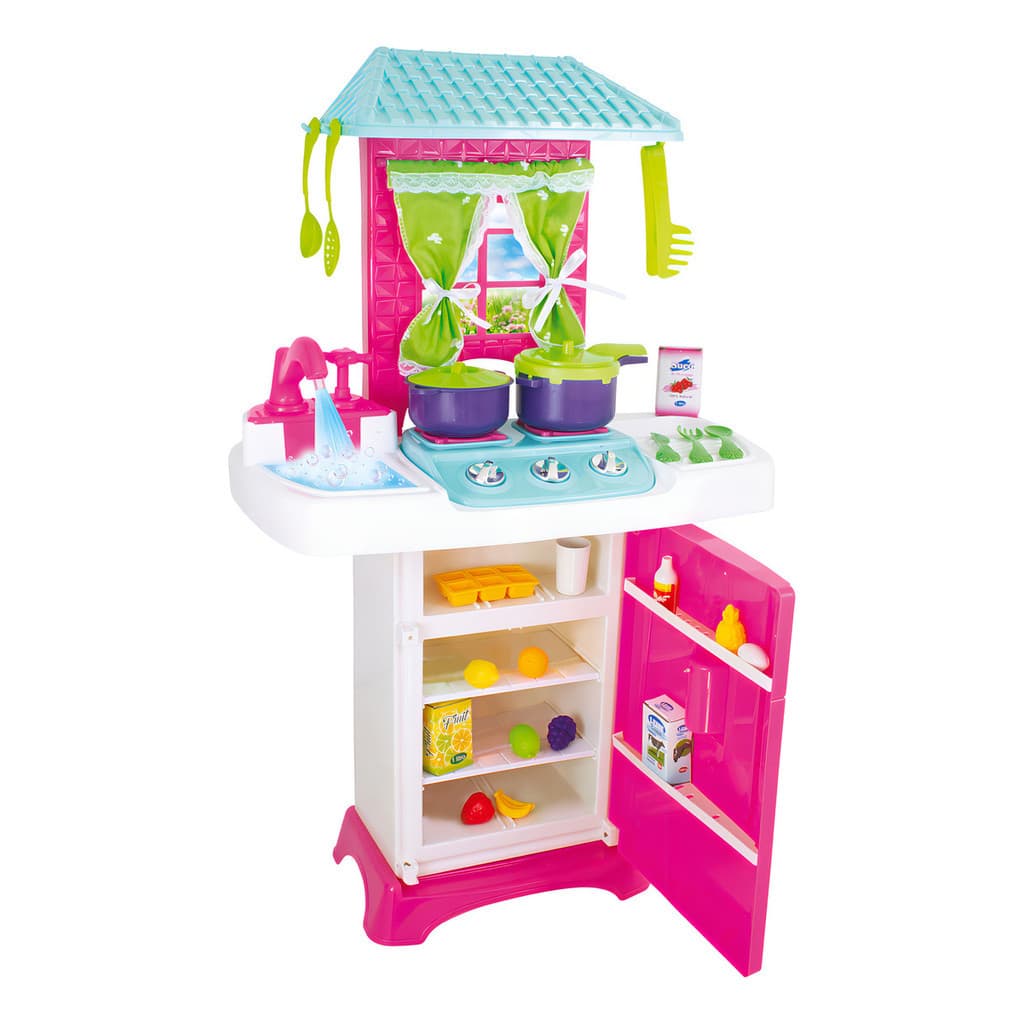 Cozinha Infantil Menina Completa Fogão Grande 74cm Geladeira Lua de Cristal