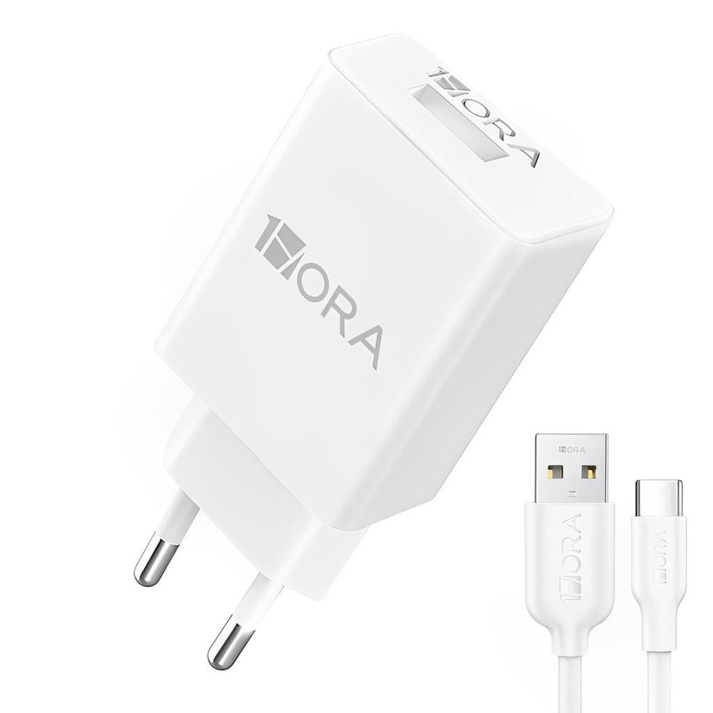Carregador Usb 1Hora com Cabo Usb Tipo C 2.0A Branco
