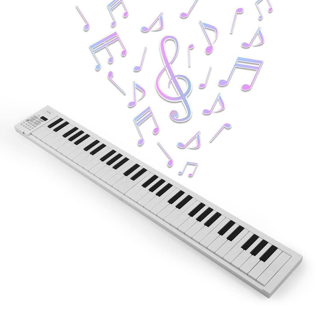Piano Eletrônico Dobrável De 61 Teclas Teclado De Multifuncional Com Display LED Bateria Recarregável Embutida Instrumen