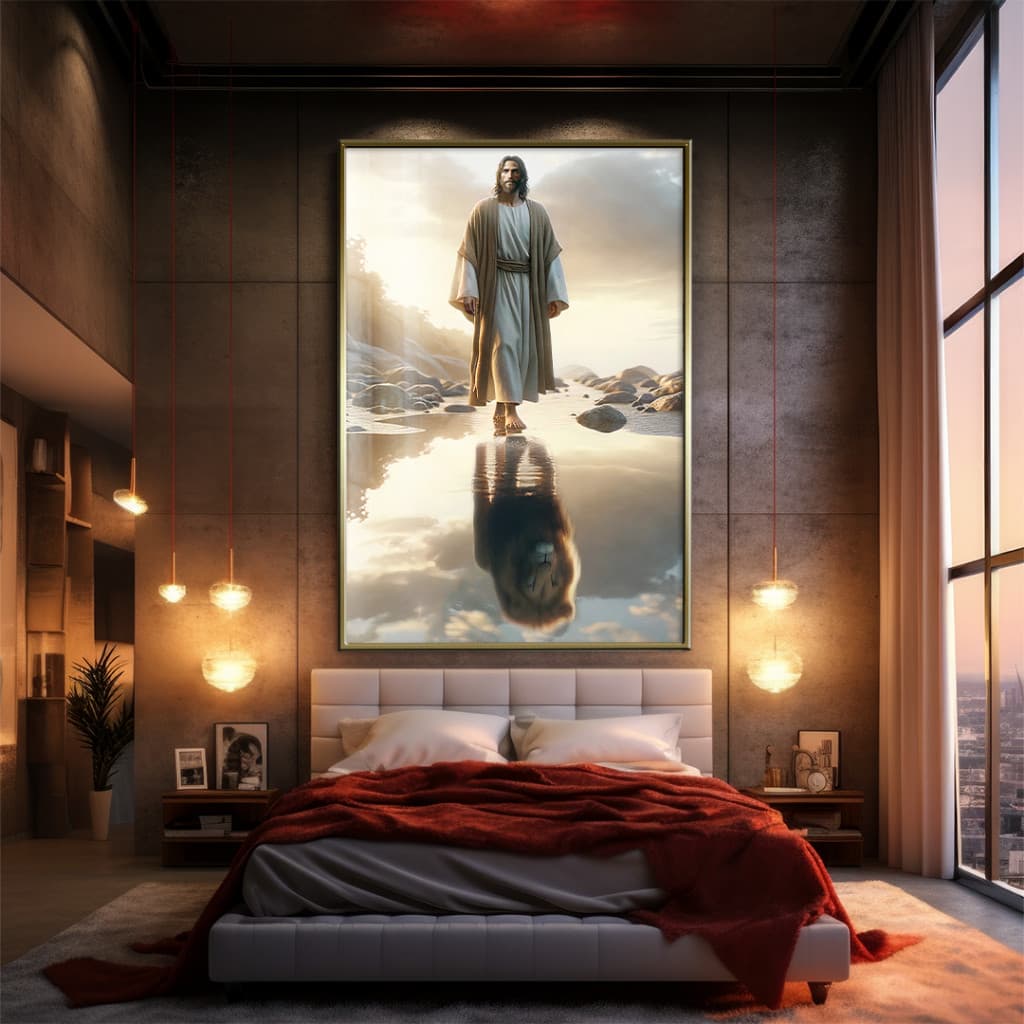 Quadro Decorativo GRANDE Alta Resolução Para Sala Quarto Escritório Quadro Reflexo de Jesus