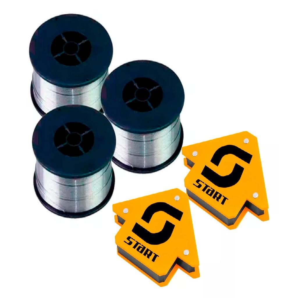 Arame Solda Mig Uso Sem Gás 0.8mm 3 Rolos + Equadros