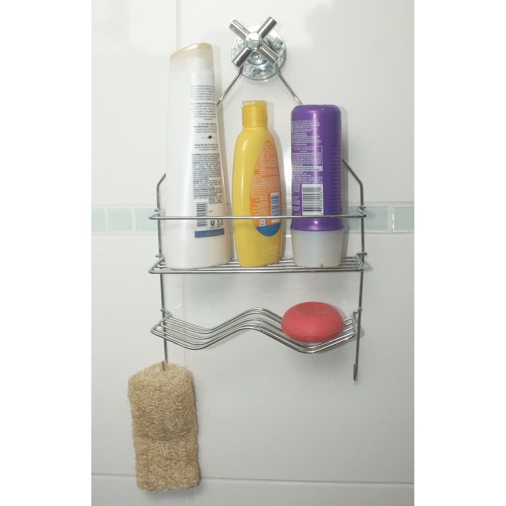 Suporte de Registro para Shampoo Duplo em aço resistente cromado