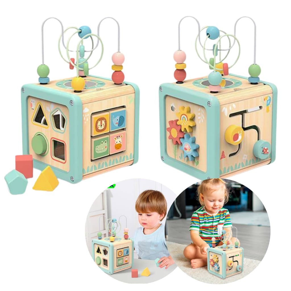Cubo de Atividades para Bebê Madeira Montessori Tooky Toy
