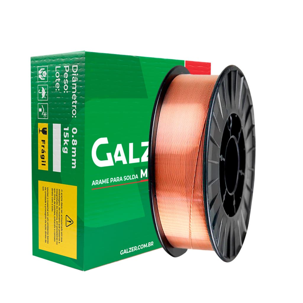 Arame De Solda MIG ER70S-6 Espessura 0.8mm Carretel Rolo De 15kg Com Gás