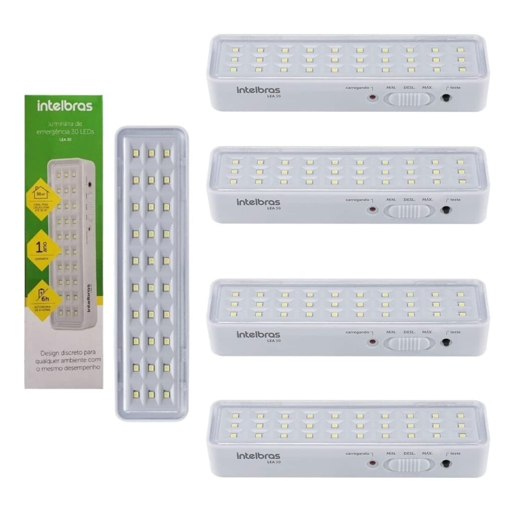 Kit 05 Und Luminária De Emergência Intelbras Lea 30 Led 1 W
