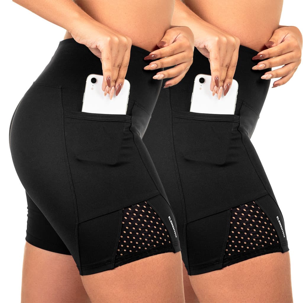 Kit 2 Shorts Academia Feminino Bolso Corrida Suplex Tela