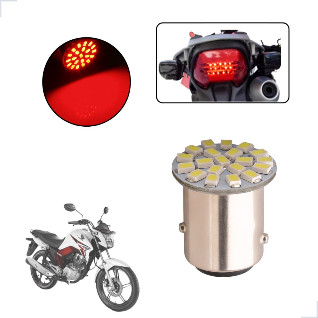 Lâmpada Led Freio 2 Polos Com Efeito Strobo Moto CG150 Titan KS 2004 2005 2006 2007 2008 2009