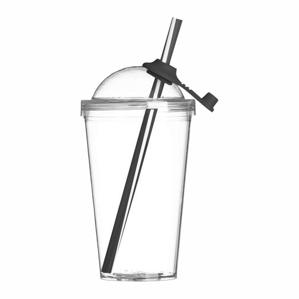 Copo Tampa Bola Com Canudo 500ml Acrílico Reutilizável