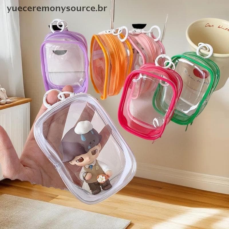 # yuece Bolsa De Armazenamento De Bonecas De Pelúcia De PVC Transparente Organizadora De Fone De Ouvido Quadrada Com Cha
