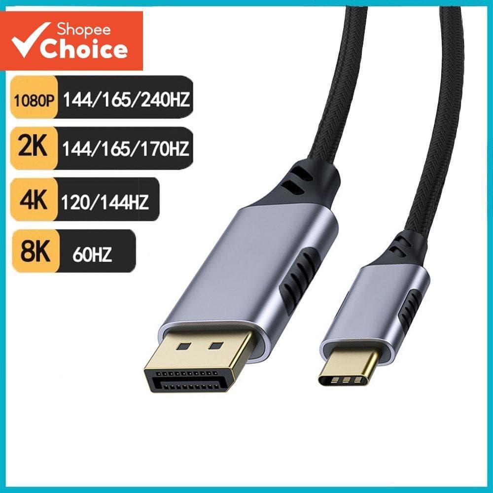 Cabo USB C Para DisplayPort De 1.8 M 8K DP Tipo 3.1 Porta De Exibição 1.4 Thunderbolt 3 A MacBook Pro Samsung S21 E Huaw