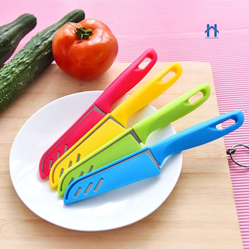 Kit Faca Aço Inox  3 E 6 Unidades Afiada com Bainha Capa Protetora Cozinha Faquinha Colorida para Legumes