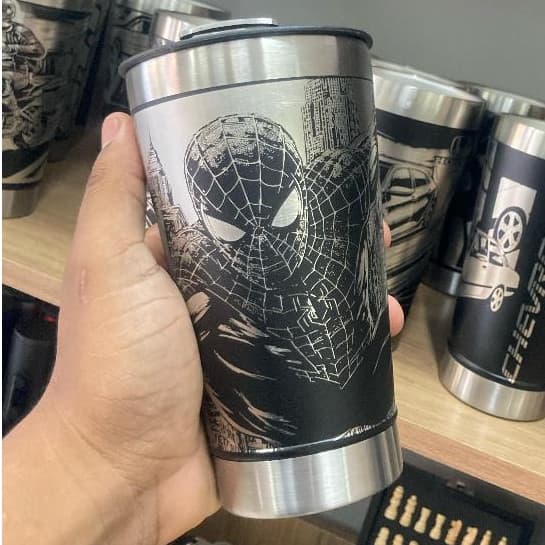 Copo Térmico Homem Aranha – Personalizado a Laser com Gravação 360º - 473ml Tampa e Abridor