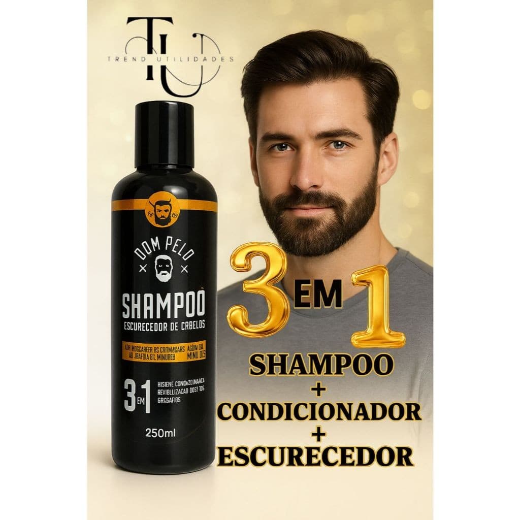 Shampoo Escurecedor de Cabelo Dom Pelo 3 em 1 (250ml)