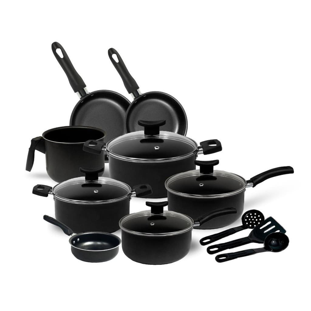Conjunto Jogo de Panelas Teflon 11 peças  Antiaderente Tampa de Vidro