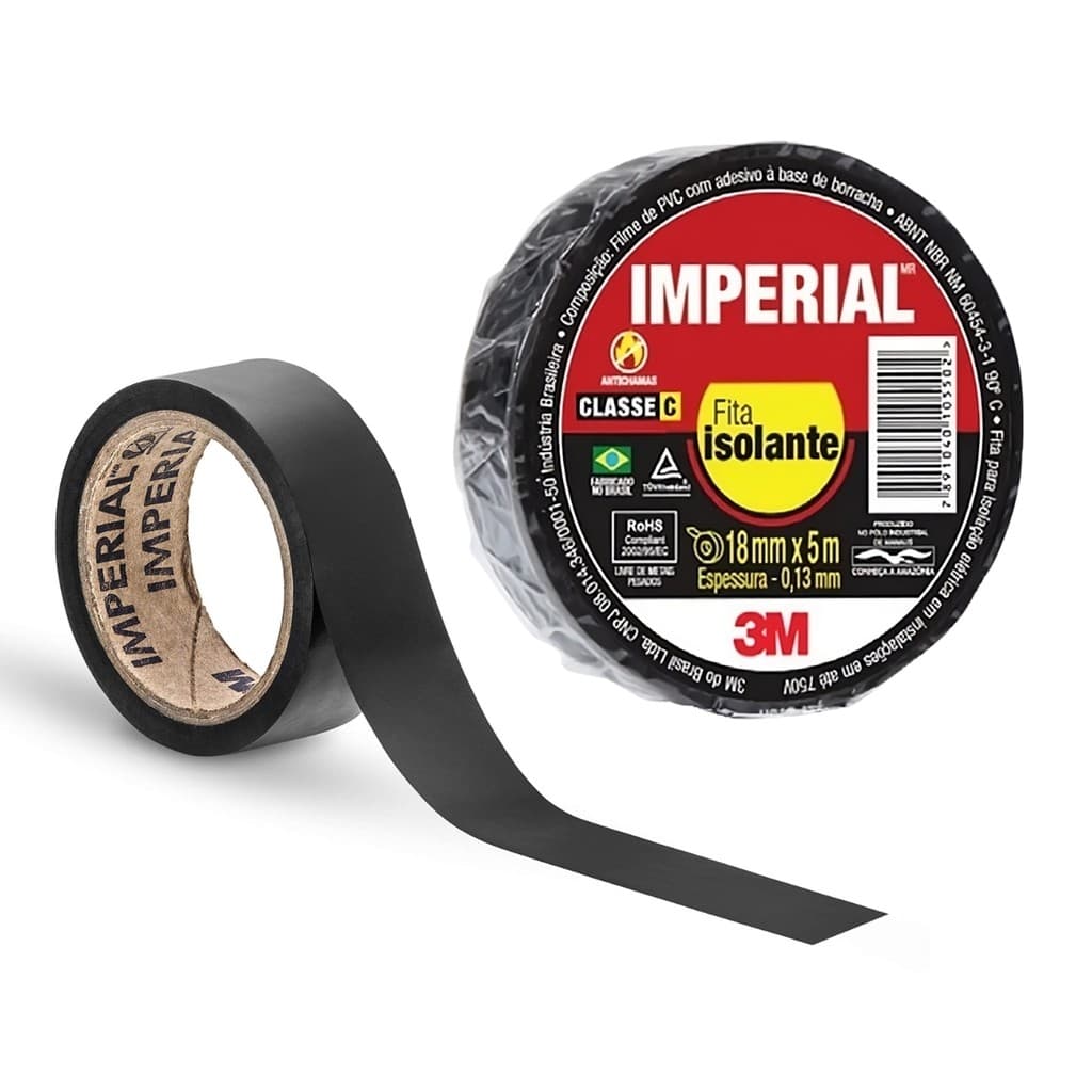 Fita Isolante 3M 18mm x 5m 10m 20m Alta Resistência Cabos Reparos Elétricos Domésticos