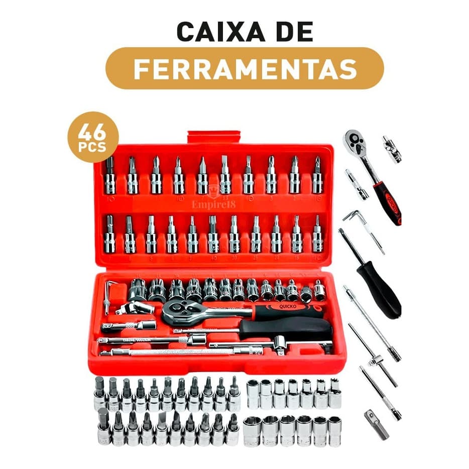 Kit De Ferramentas Multiuso Com 46 Peças E Maleta