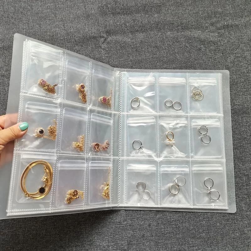 84/160 Grade Transparente Livro De Armazenamento De Jóias Auto Selagem Saco Para Colar Anel Foto Cartão Organizador