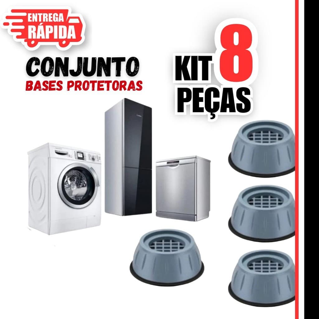 8 Peças Base Protetora Pés Máquina Lavar Fogão Geladeira Móveis Almofada Anti Vibração Suporte Base