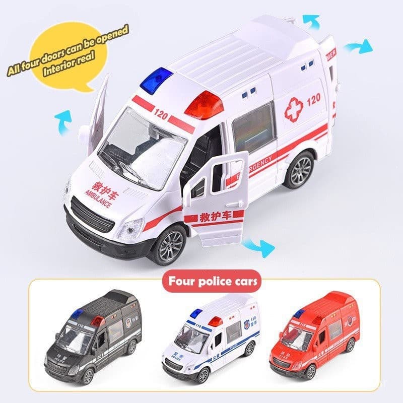 Brinquedos Educativos para Crianças Ambulância de Emergência Polícia Caminhão de Bombeiros Pode Abrir Porta Modelo de Ca
