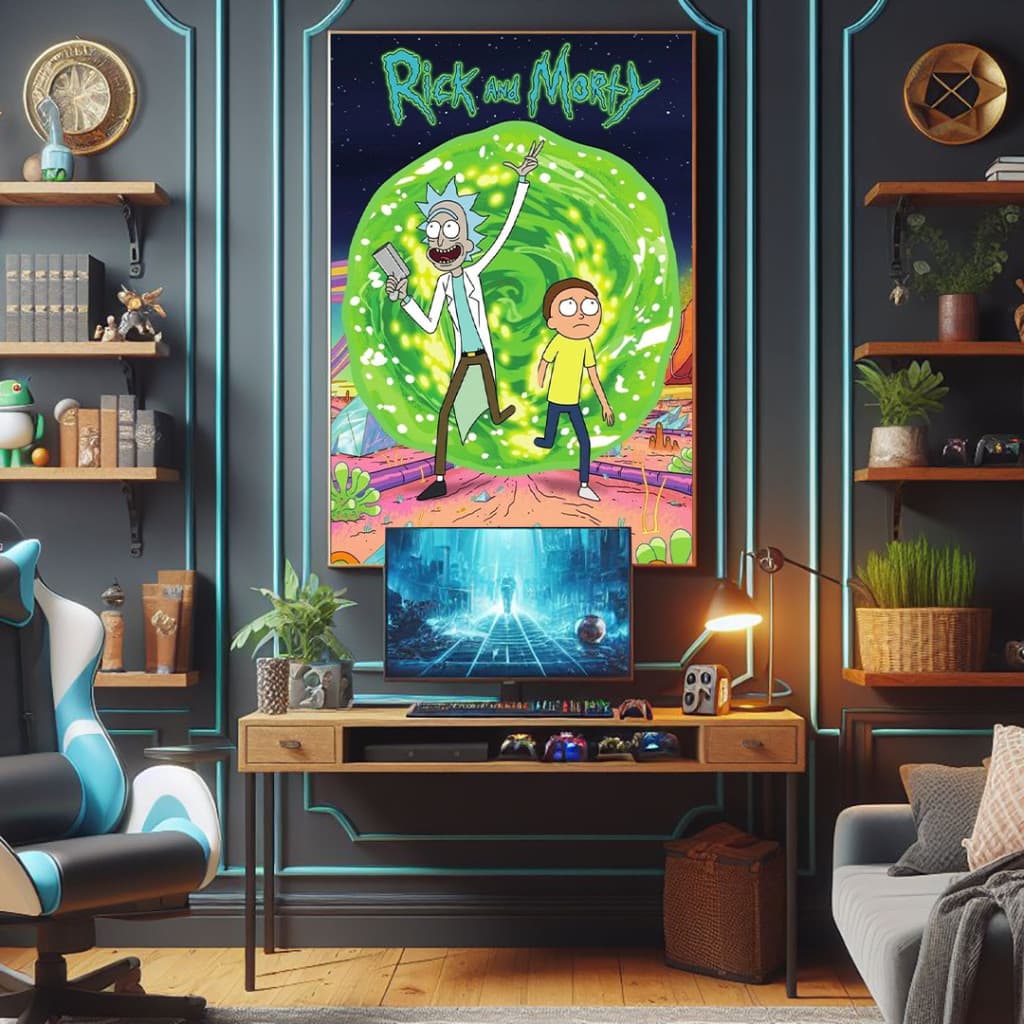 Quadro Decorativo GRANDE Alta Resolução Para Sala Quarto Escritório Rick and Morty