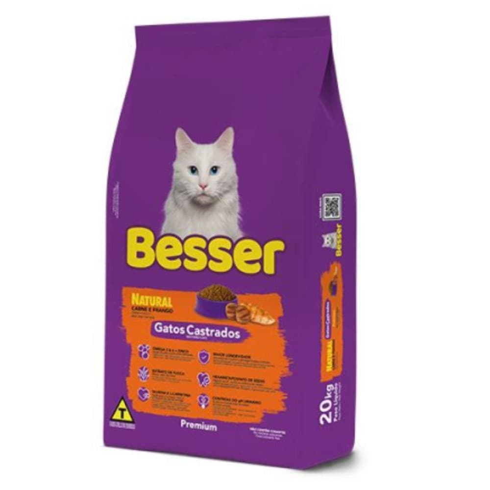 Ração Para Gato Besser Gatos  Castrado 20  kg Carne e Frango