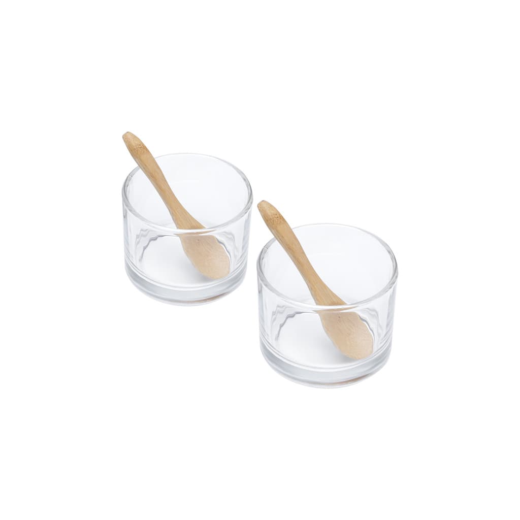 Conjunto 2 Potes em Vidro com 2 Colheres em Bambu 7x5cm