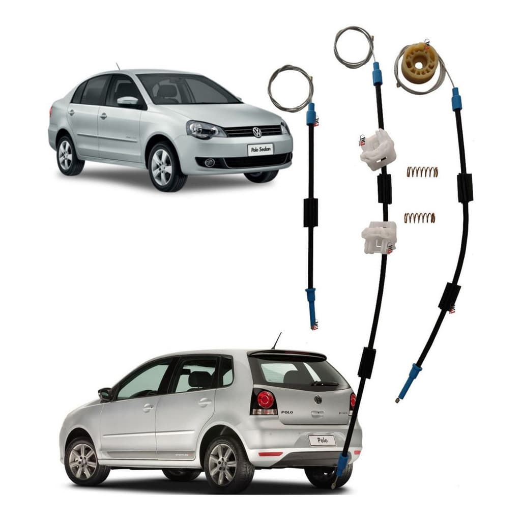Kit Reparo Máquina Vidro Elétrico Dianteiro Polo VW Ano 2003 a 2016 Aplicação LD/LE