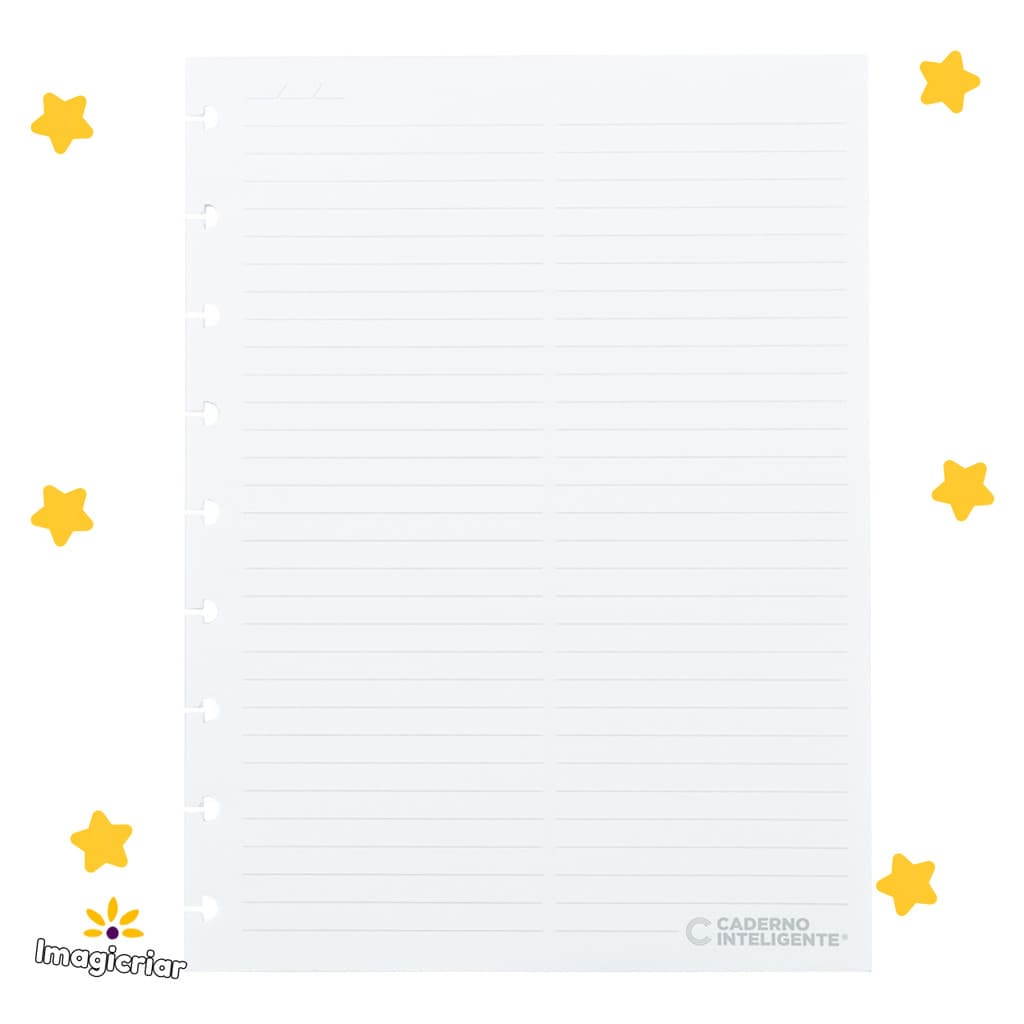 Refil Pautado com Divisão Anotação Inteligente 90g para Caderno Inteligente | Tamanho A5, Médio ou Grande