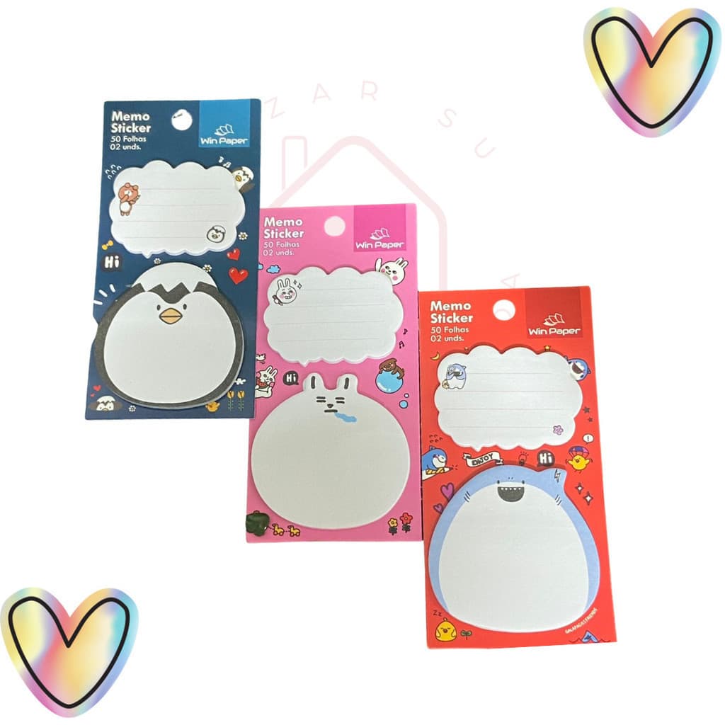 Bloco Adesivo Post It Fofinho Temático Memo Sticker Com 50 Folhas - Win Paper