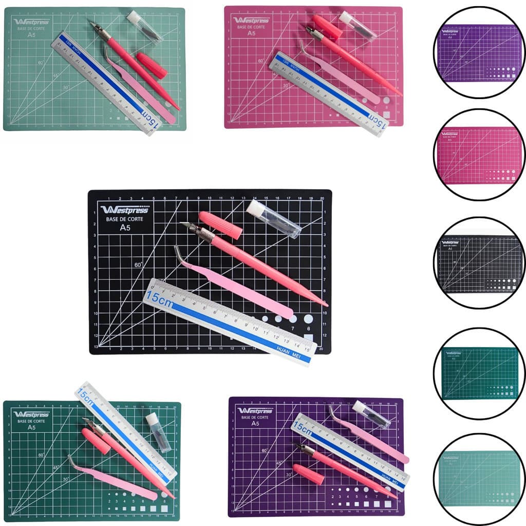 Kit Base de Corte 22x15 A5 com Régua Estilete de Precisão e Pinça - Westpress