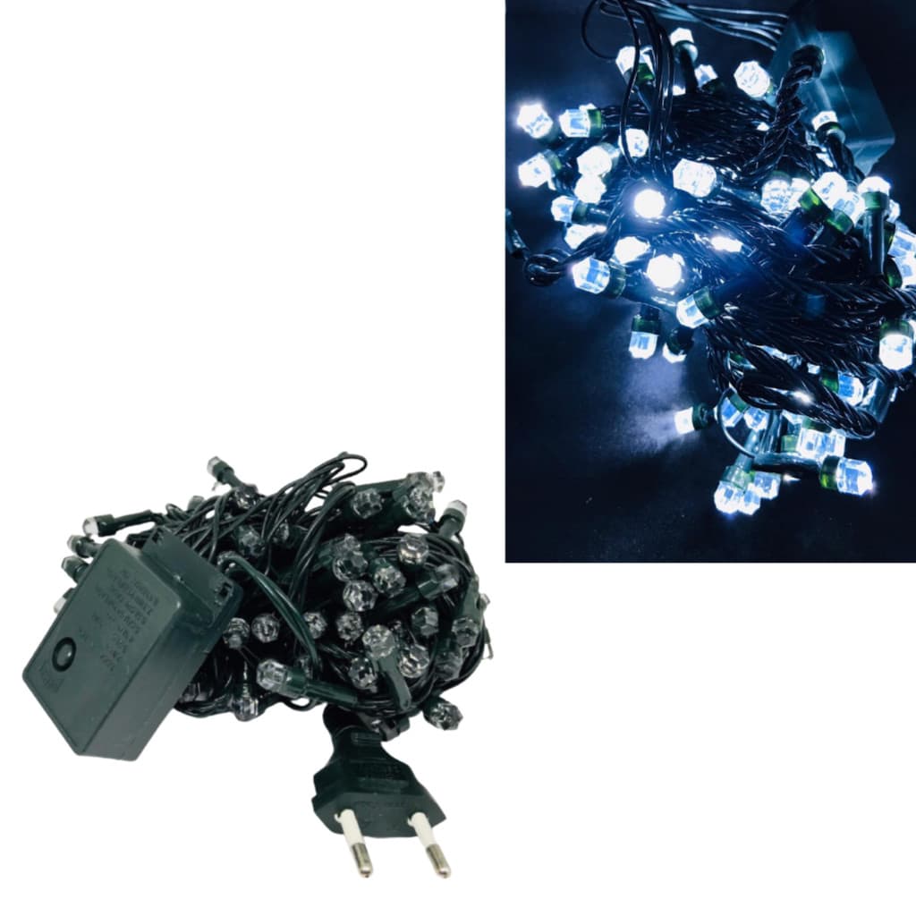 Luz Fixa Enfeite Decorativo Natalino - Fio Verde 100 Leds Branco - 10 M - Para árvore de Natal