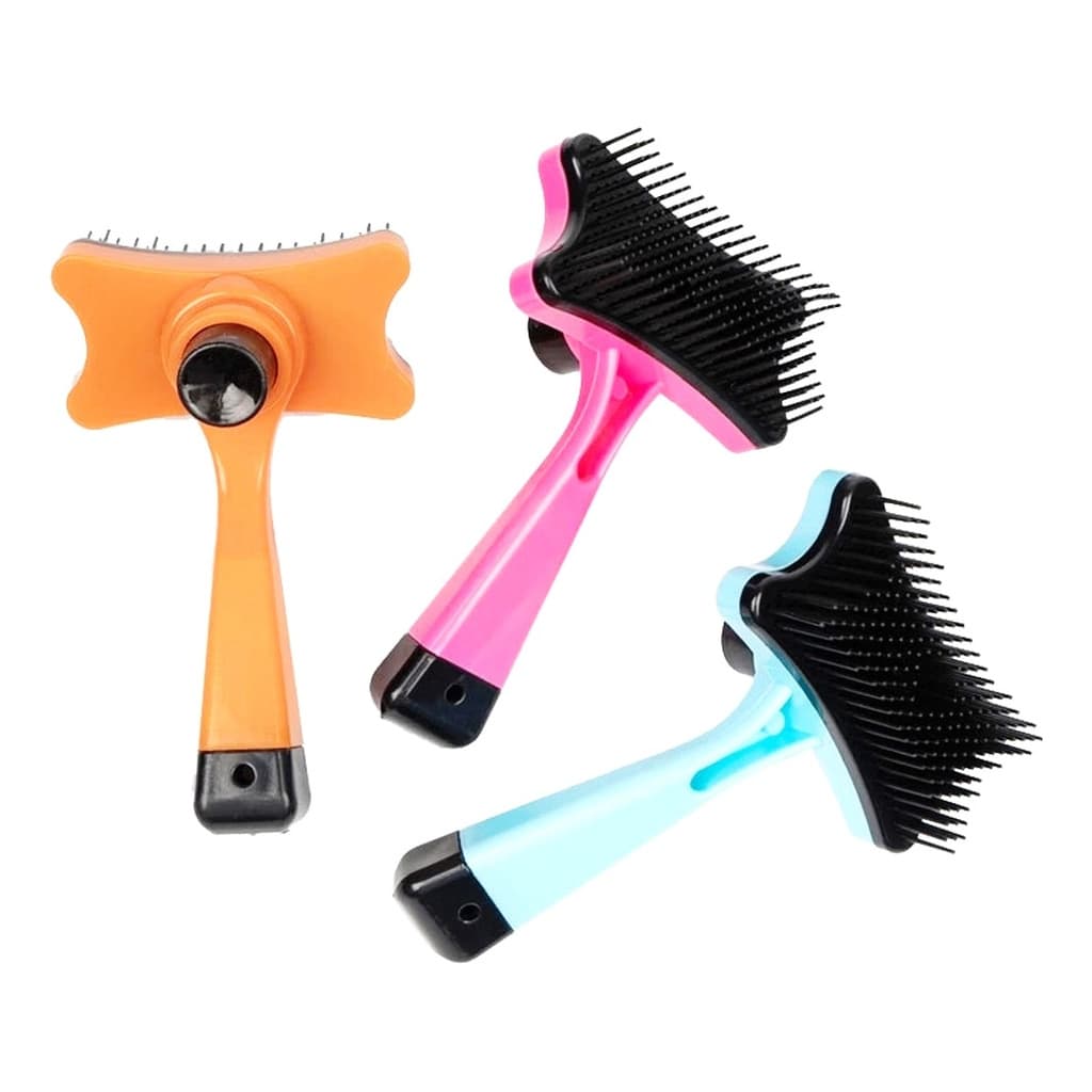 Escova Pet Rasqueadeira Plástica Auto Limpante Cães E Gatos